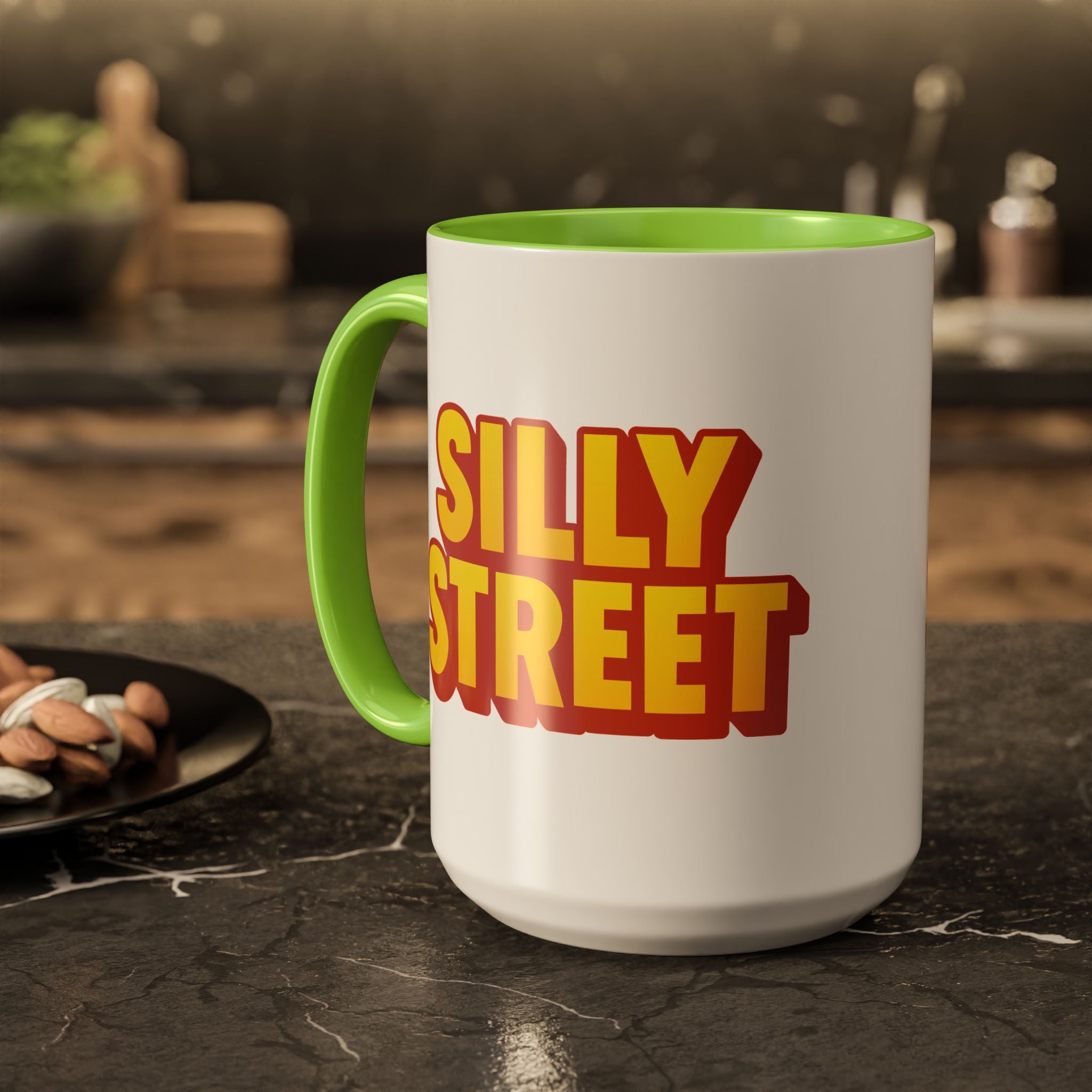 Silly Street Coffee Mug — Retro Bold Text Ceramic Mug (11oz & 15oz)